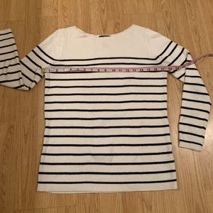 Gap cream and black striped boat neck sweater